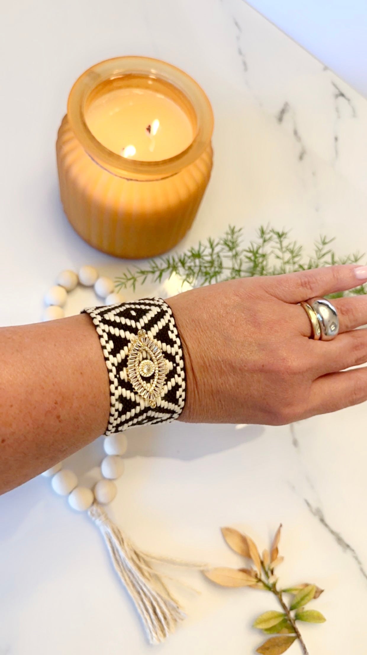 Evil eye braided cuff bracelet - Adorn U