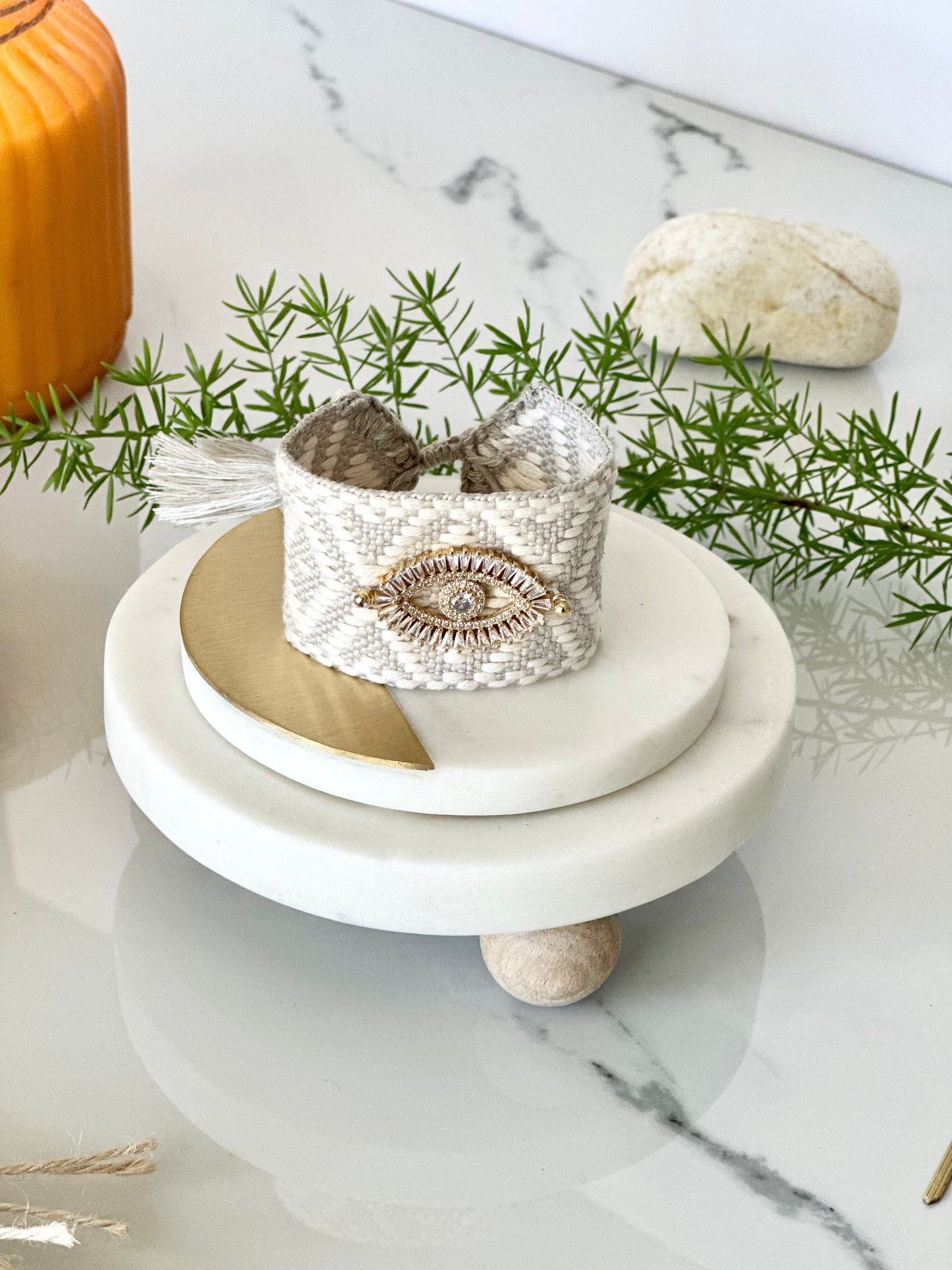 Evil eye braided cuff bracelet - Adorn U