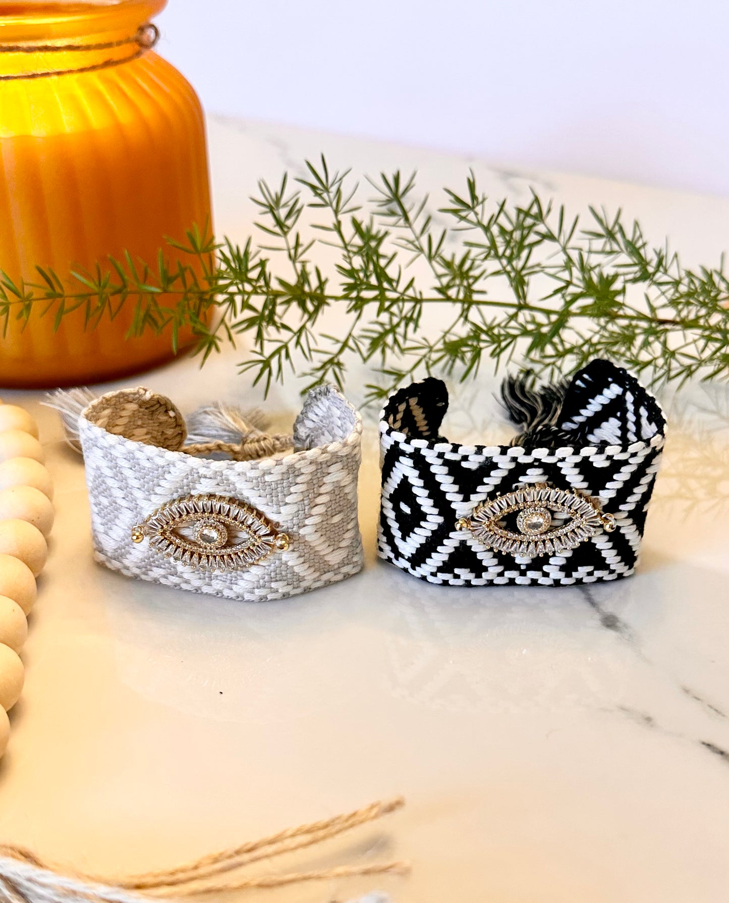Evil eye braided cuff bracelet - Adorn U