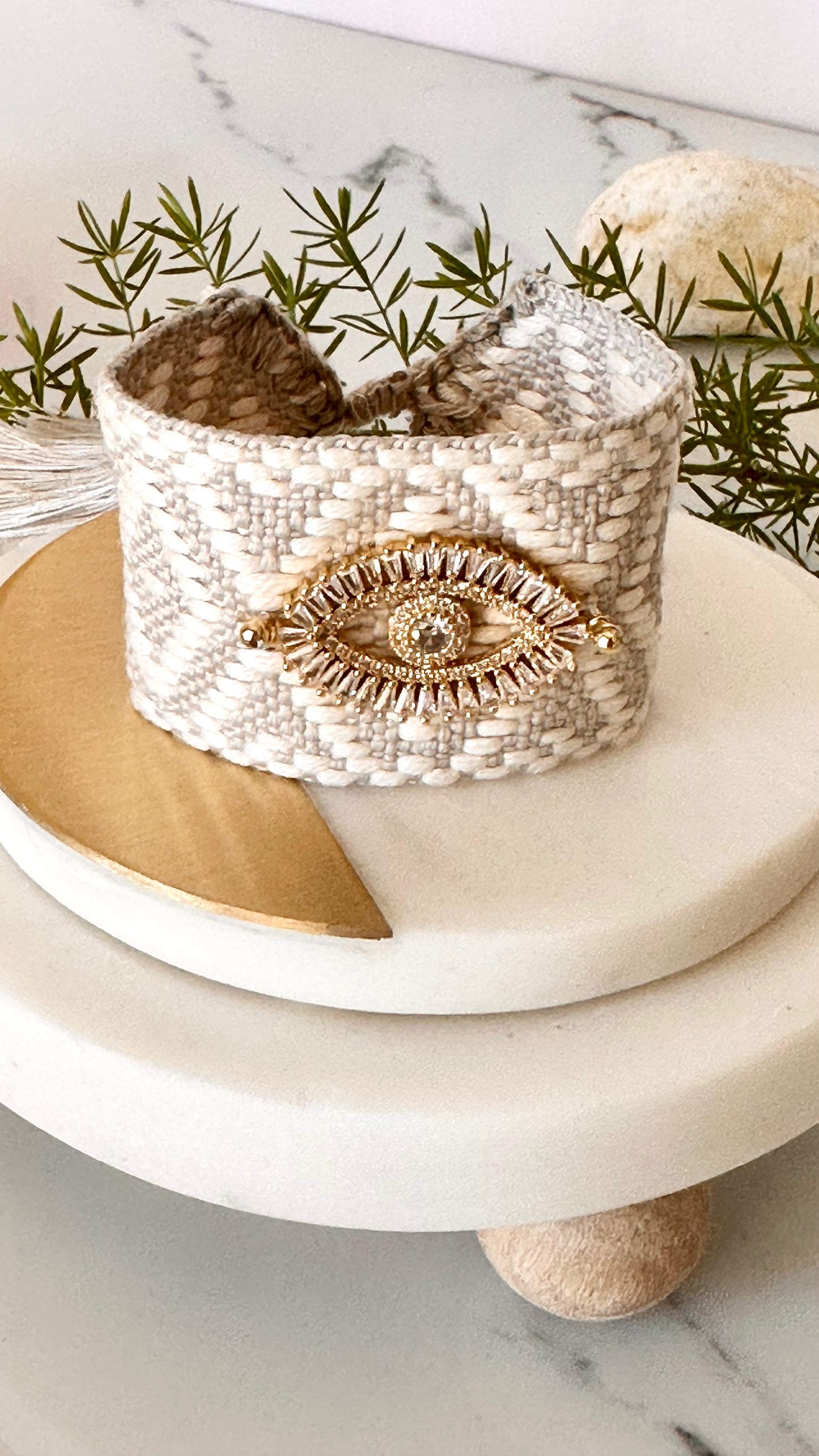 Evil eye braided cuff bracelet - Adorn U