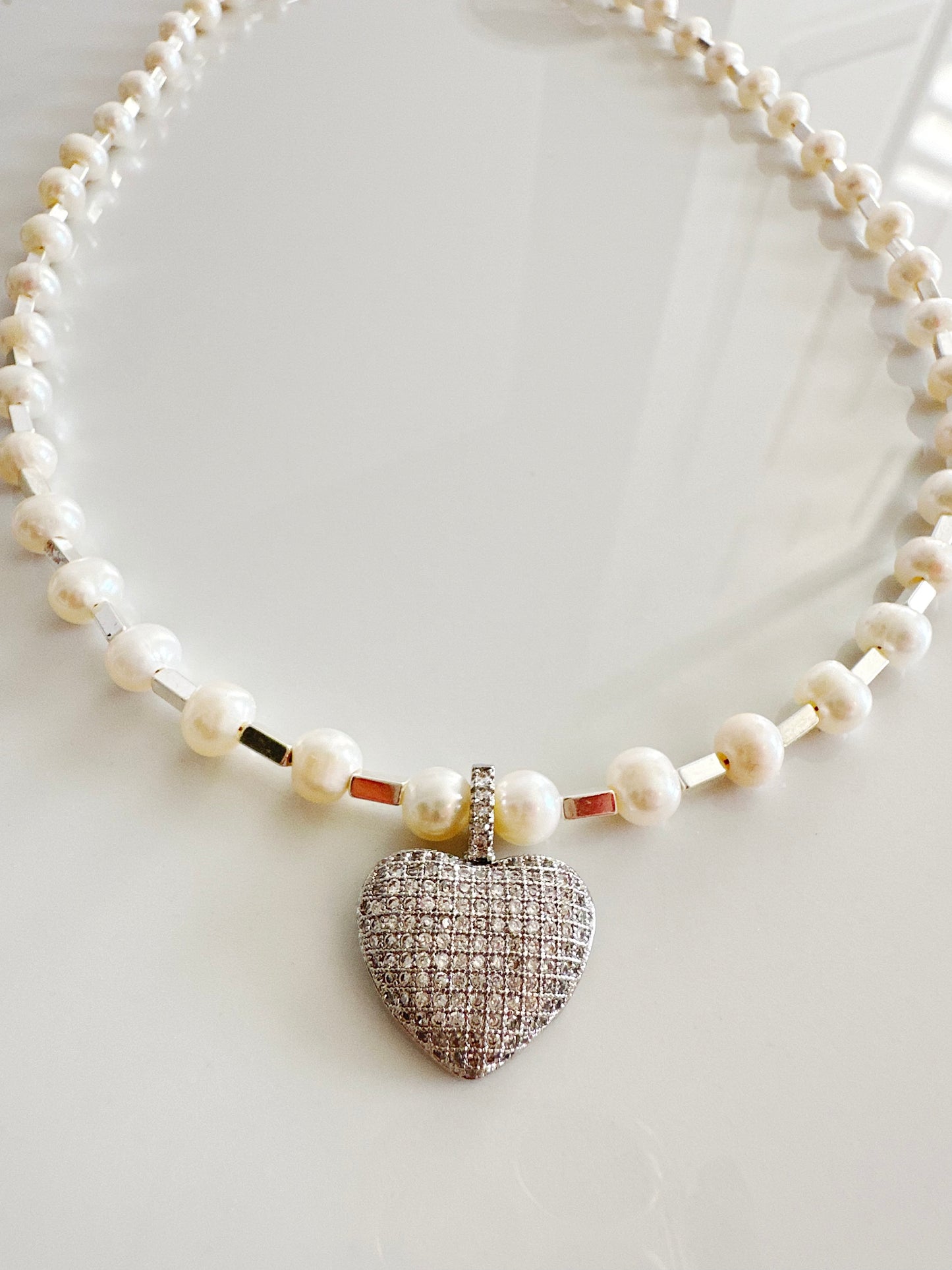 Pearl heart necklace - Adorn U