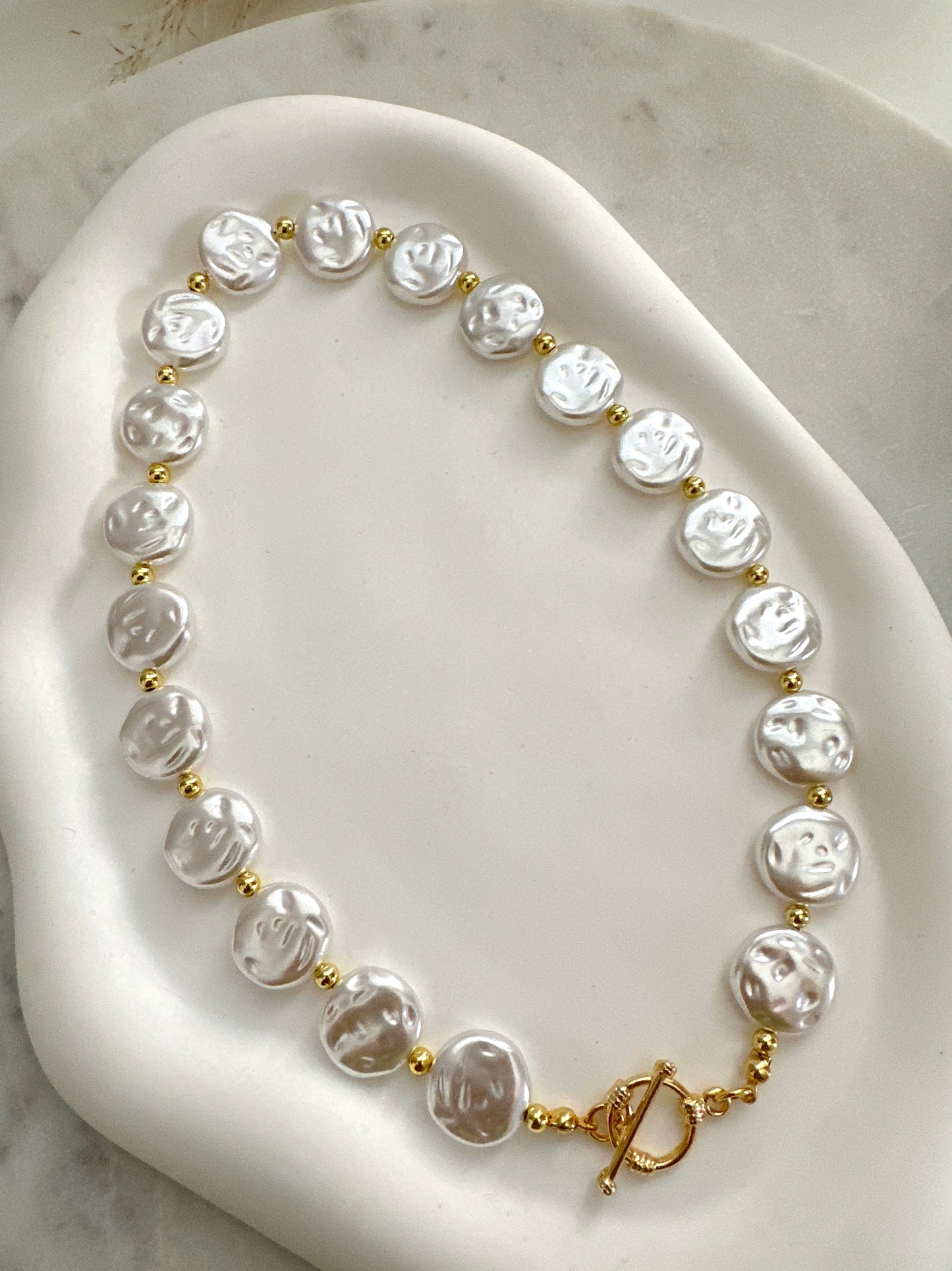 Flat Pearl Necklace Adorn U