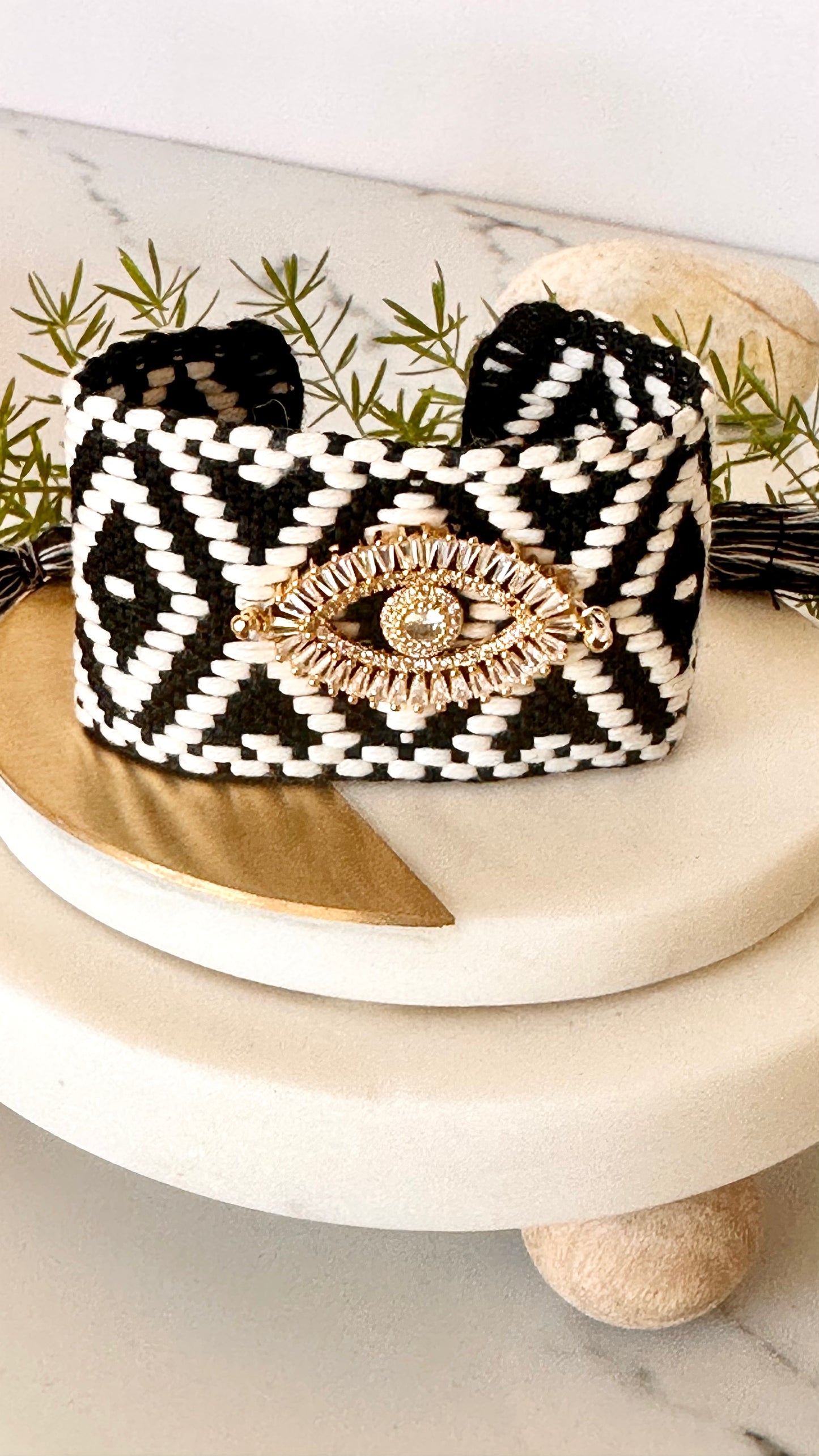 Evil eye braided cuff bracelet - Adorn U