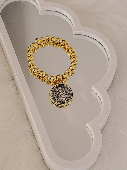 St. Benito large beaded stretch bracelet - Adorn U