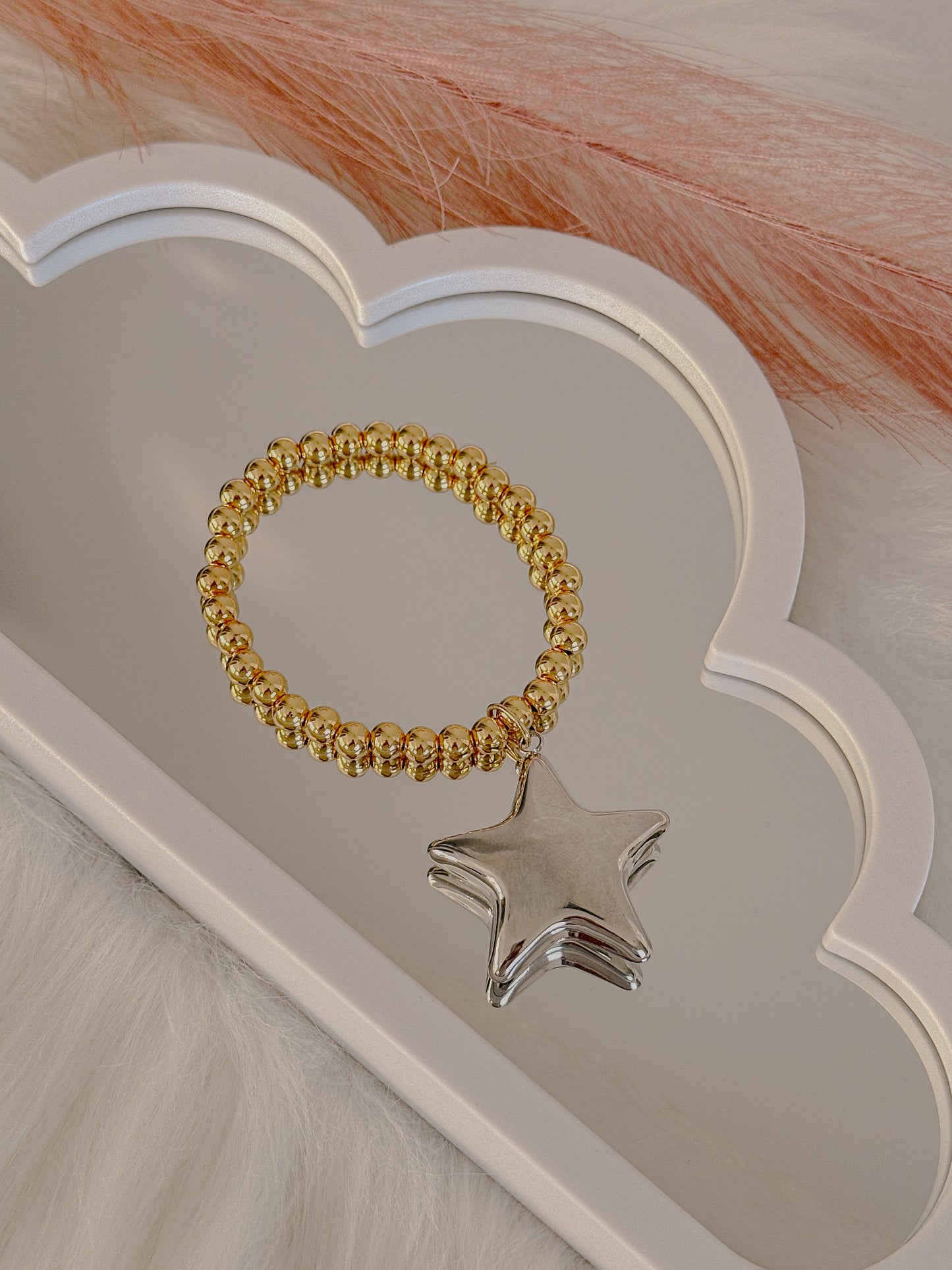 Large chunky star beaded stretch bracelet - Adorn U