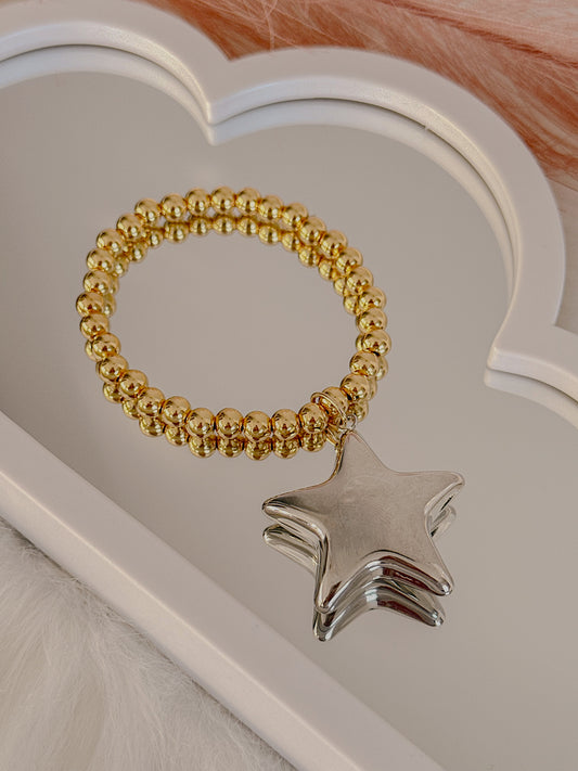 Large chunky star beaded stretch bracelet - Adorn U