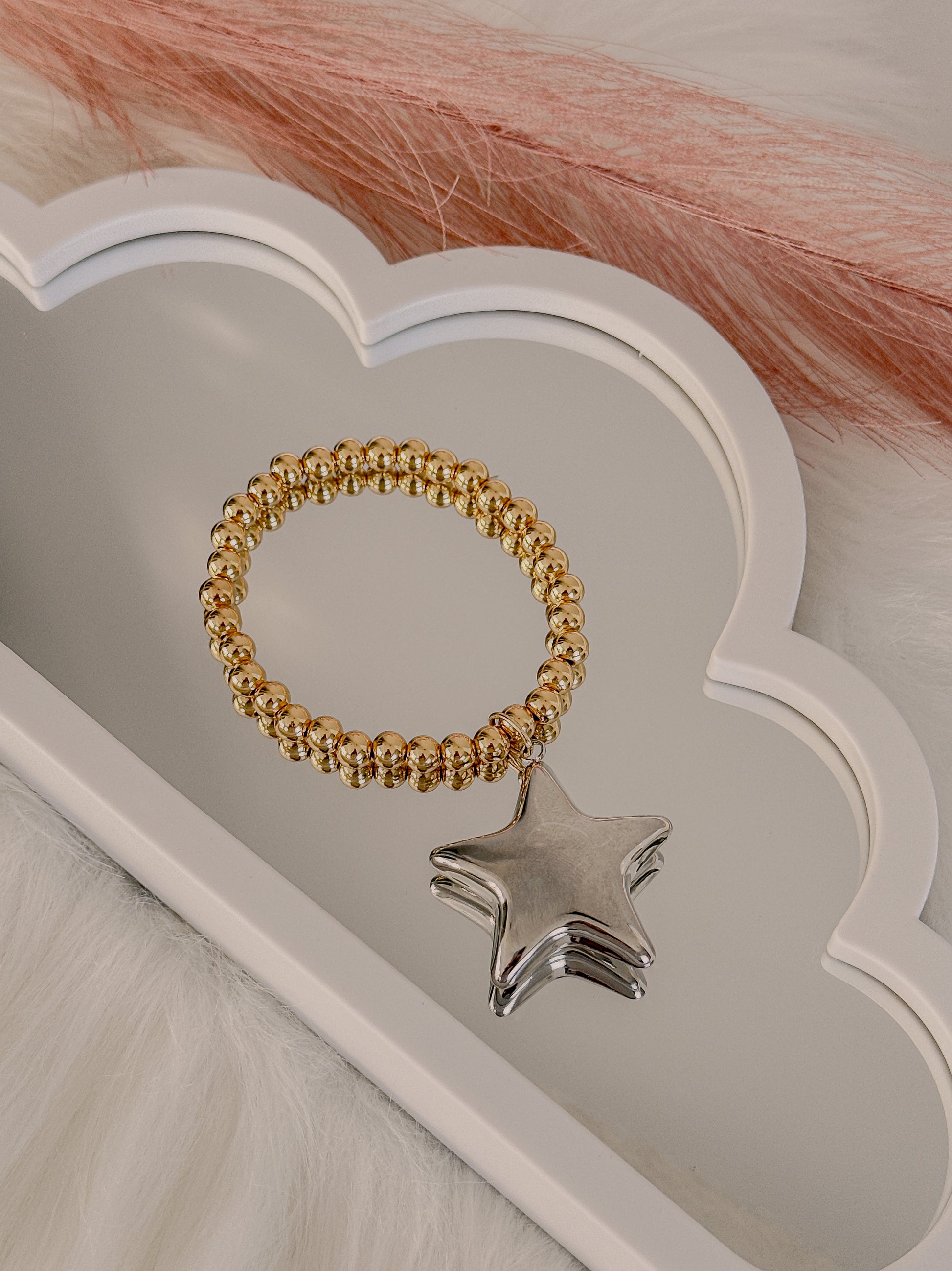Large chunky star beaded stretch bracelet - Adorn U