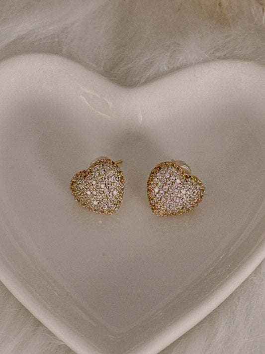 Pave heart studs - Adorn U