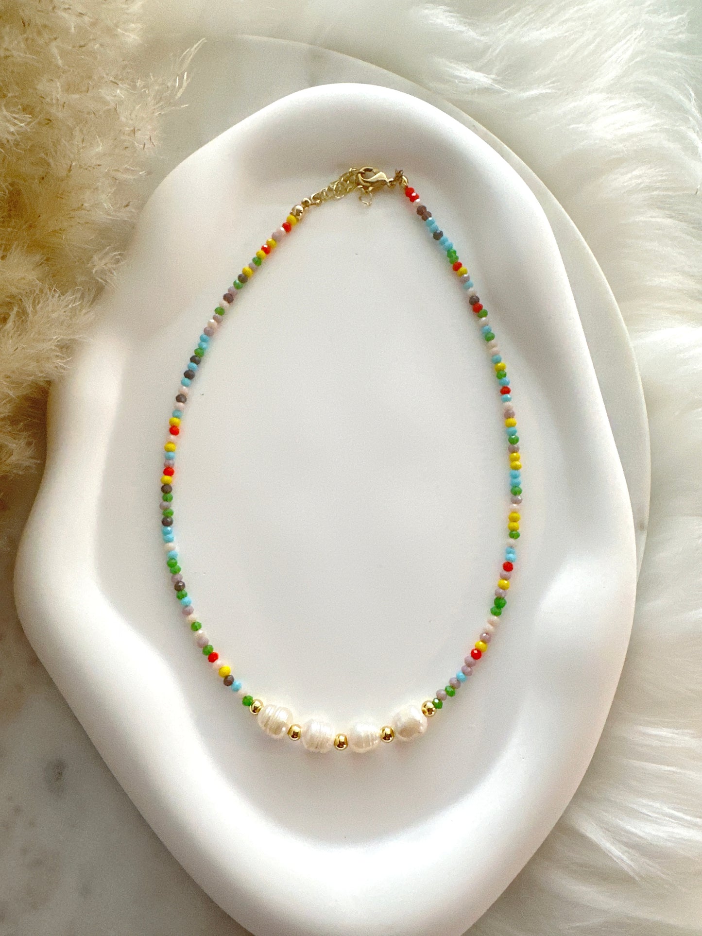 Rainbow mustard seed necklace