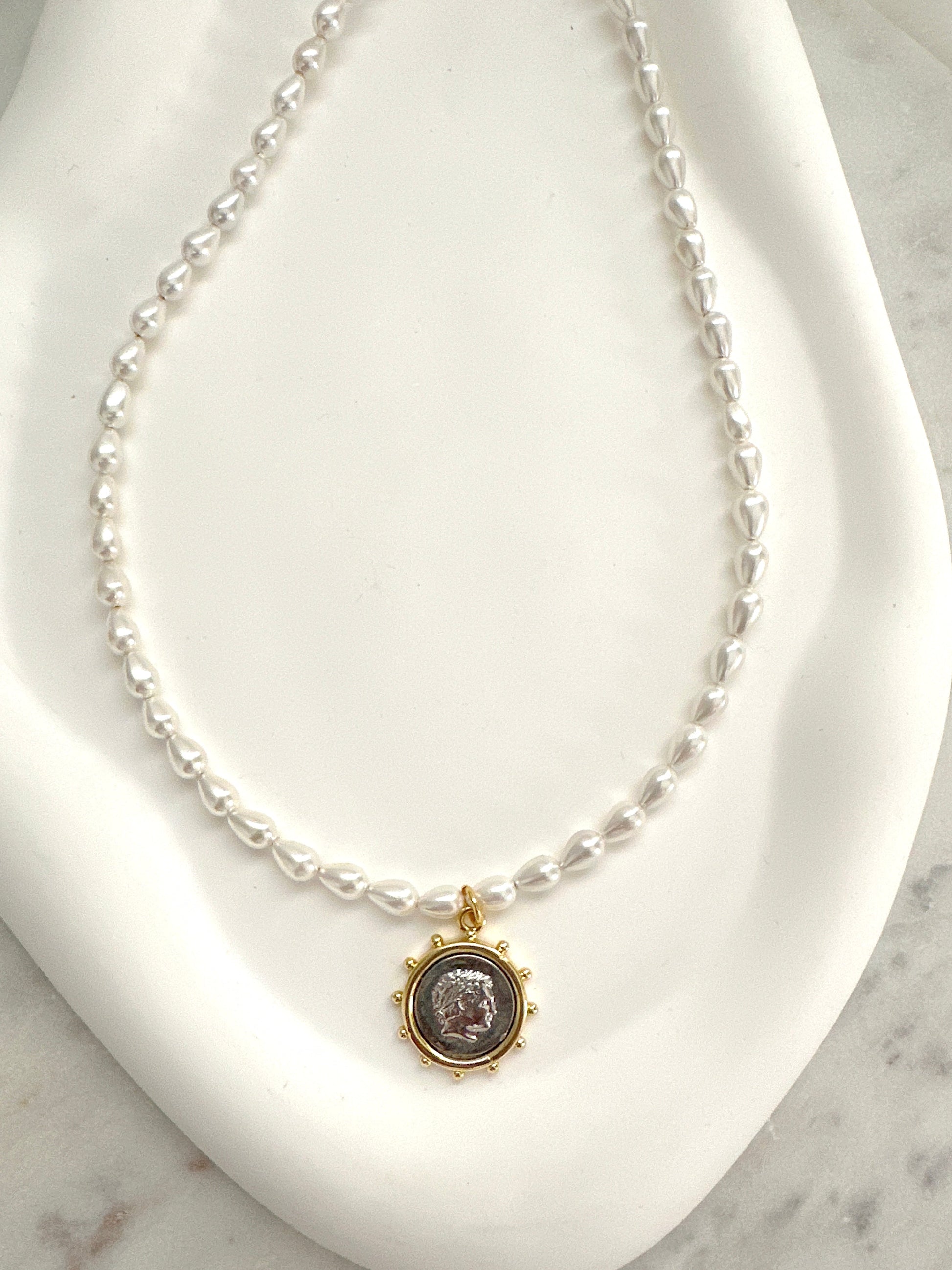 Coin Pearl Necklace Adorn U
