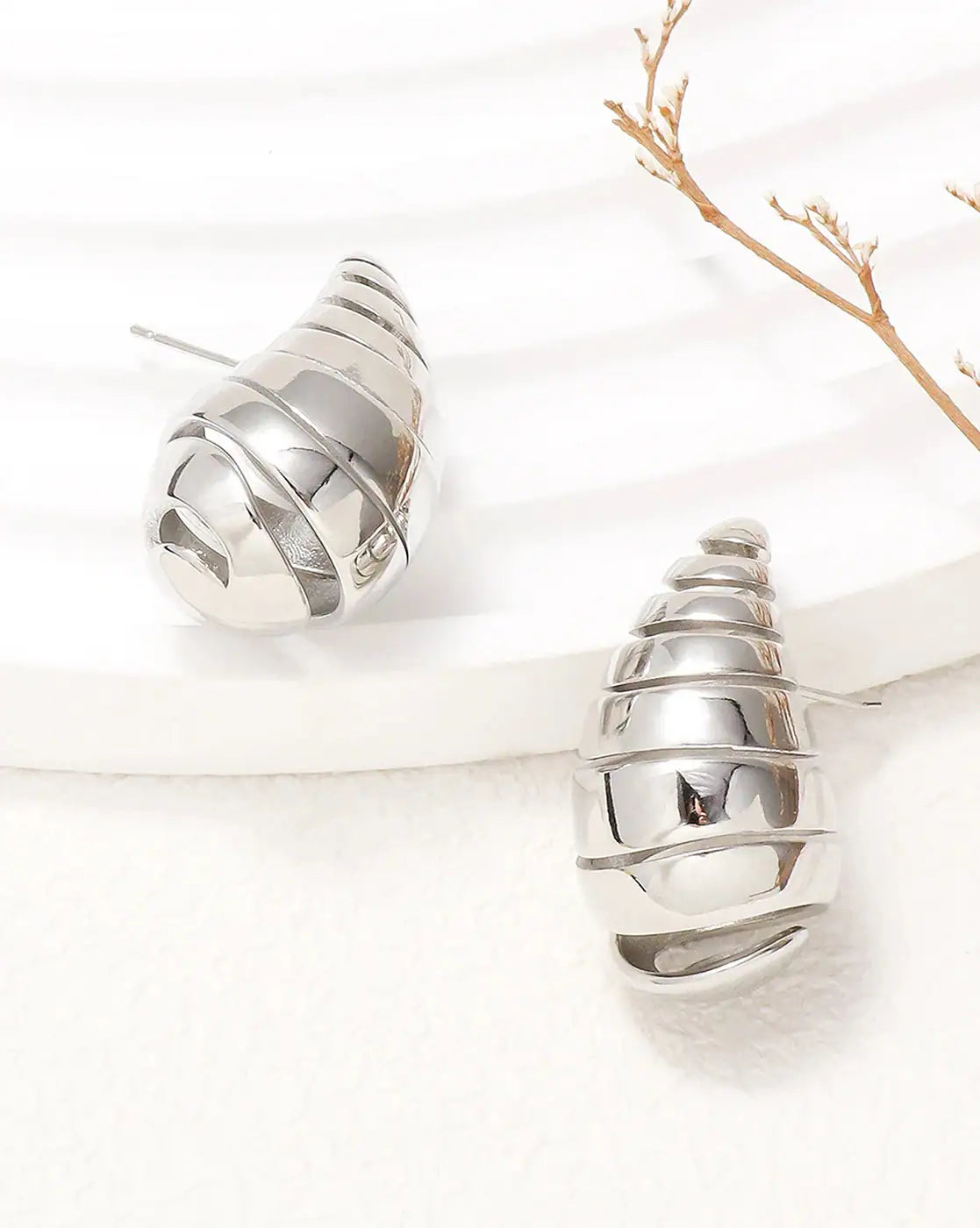 Sliced Tear Drop Earrings Adorn U