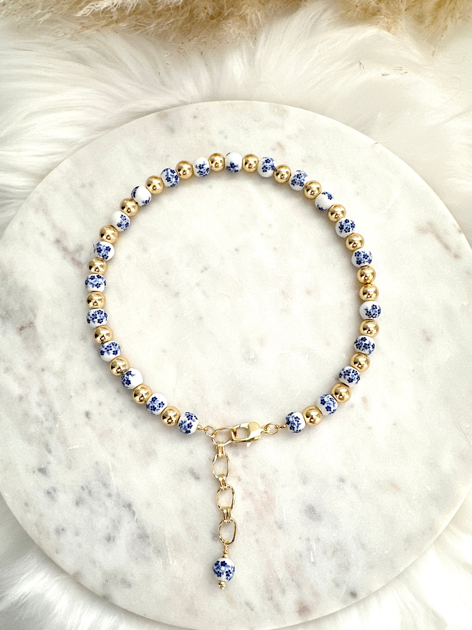 Blue and white Porcelain Necklace Adorn U