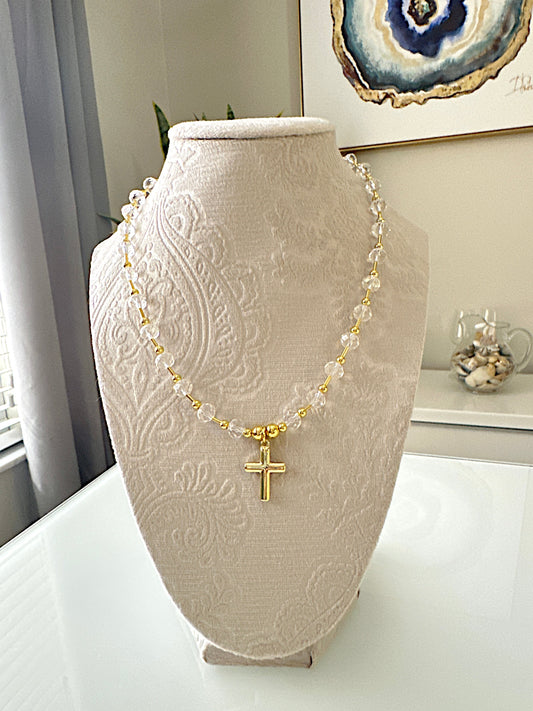 Crystals and Cross Necklace Adorn U