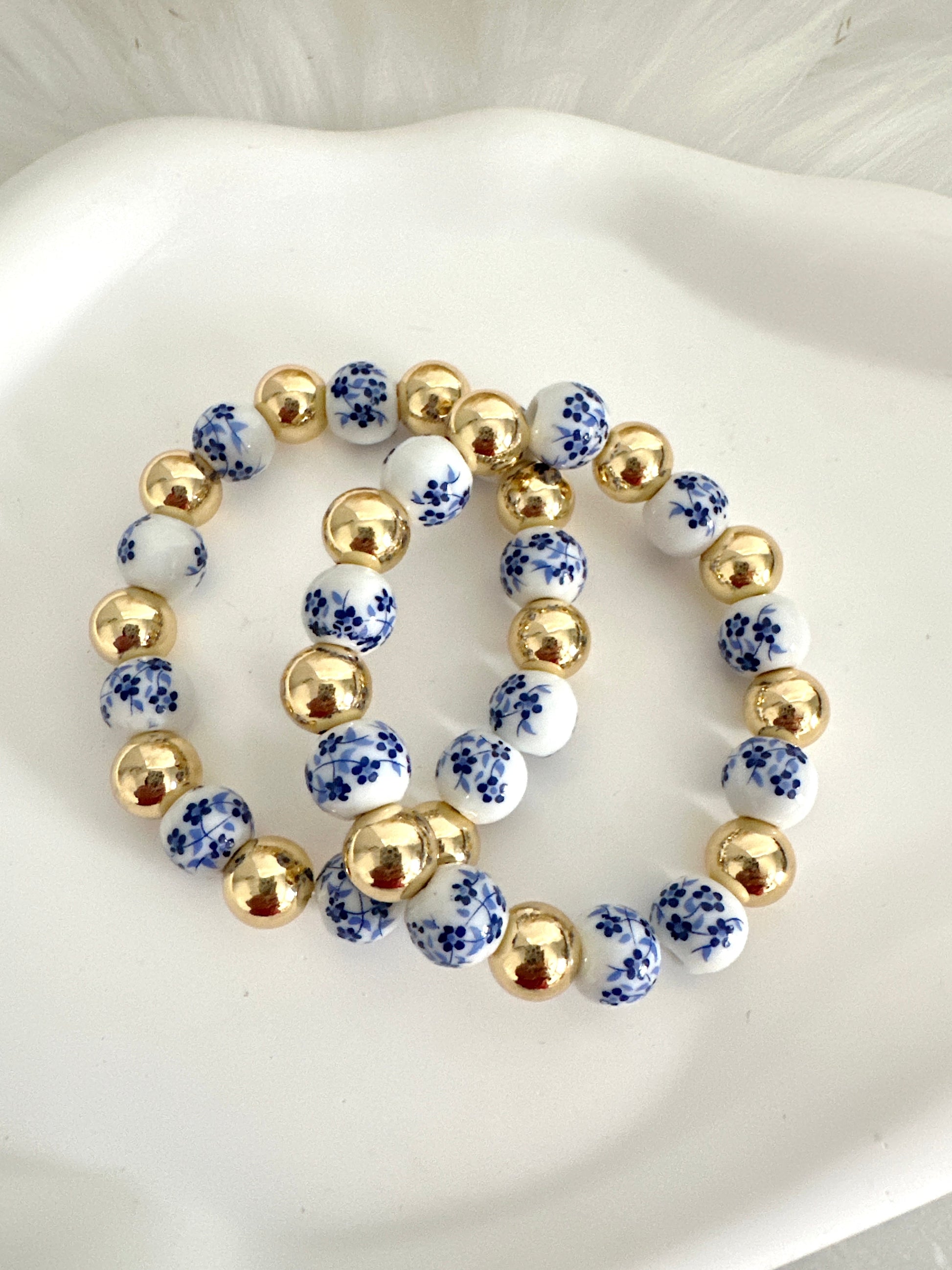 Large White and Blue Porcelain Stack Adorn U