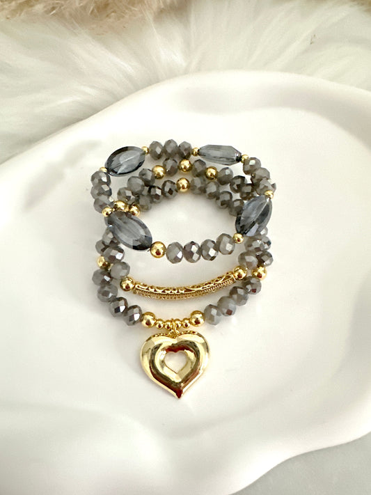 Smokey Heart Bracelet Stack Adorn U