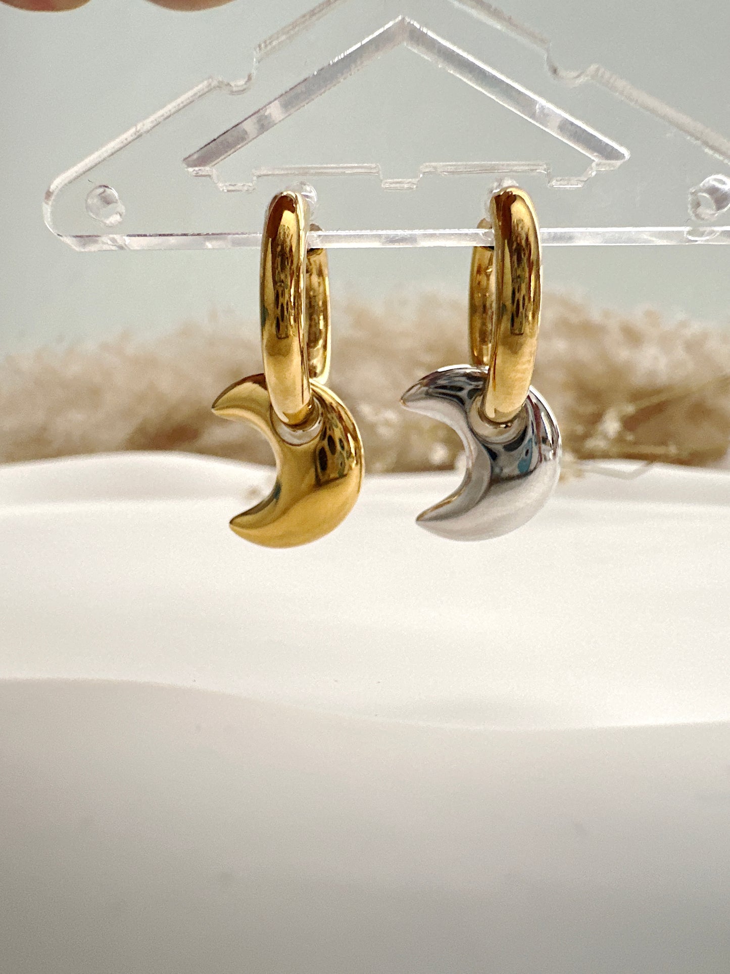 Puffy Moon Huggie Hoops Adorn U