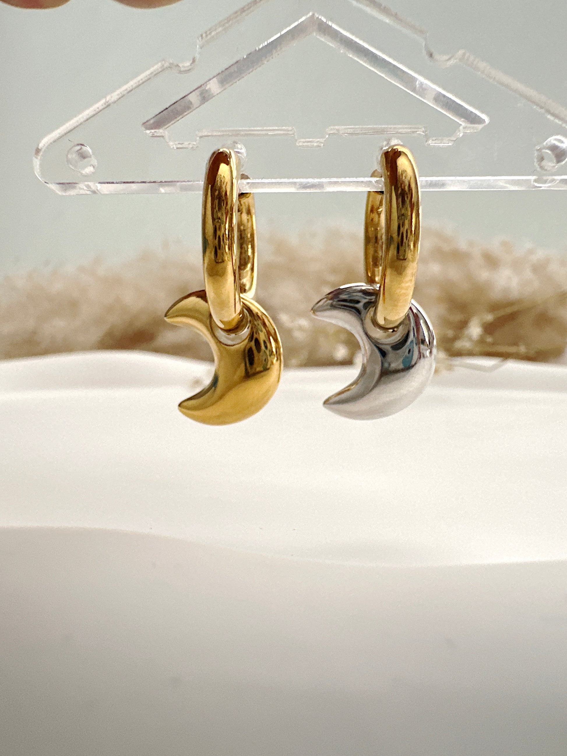 Puffy Moon Huggie Hoops Adorn U