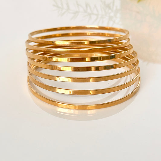 Seven Day (Semanario) Flat Stainless Steel Bangles - Adorn U