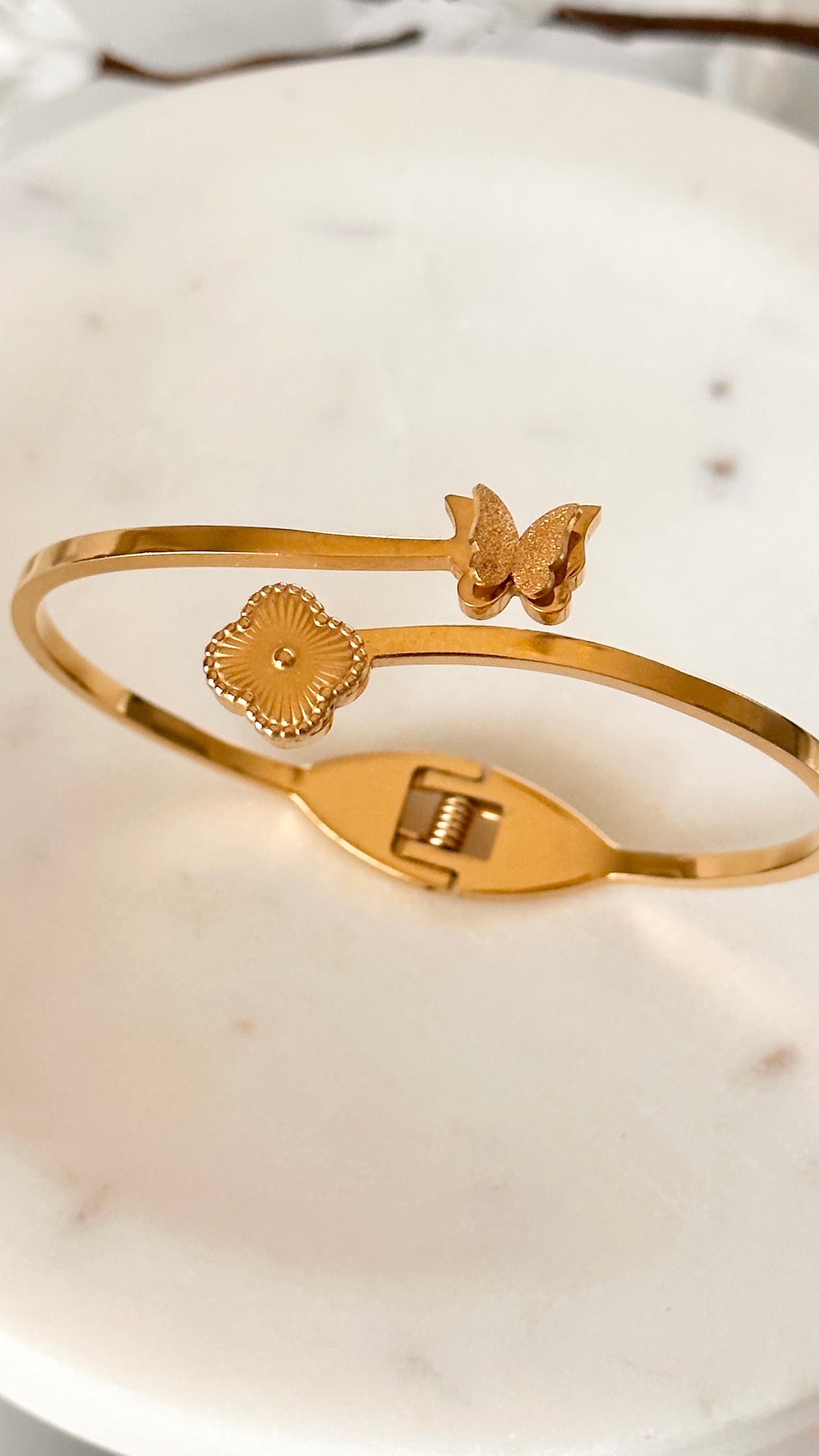 Clover and Butterfly Cuff Bracelet - Adorn U