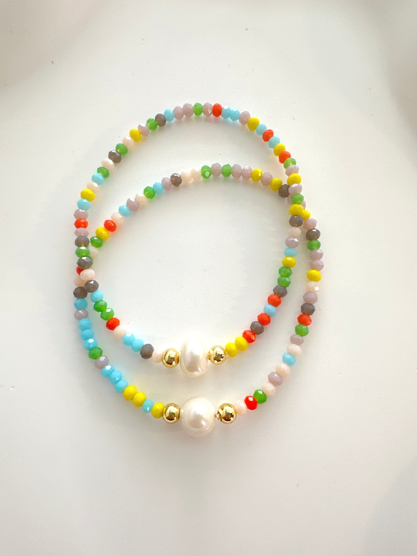 Rainbow mustard seed necklace and bracelet set Adorn U
