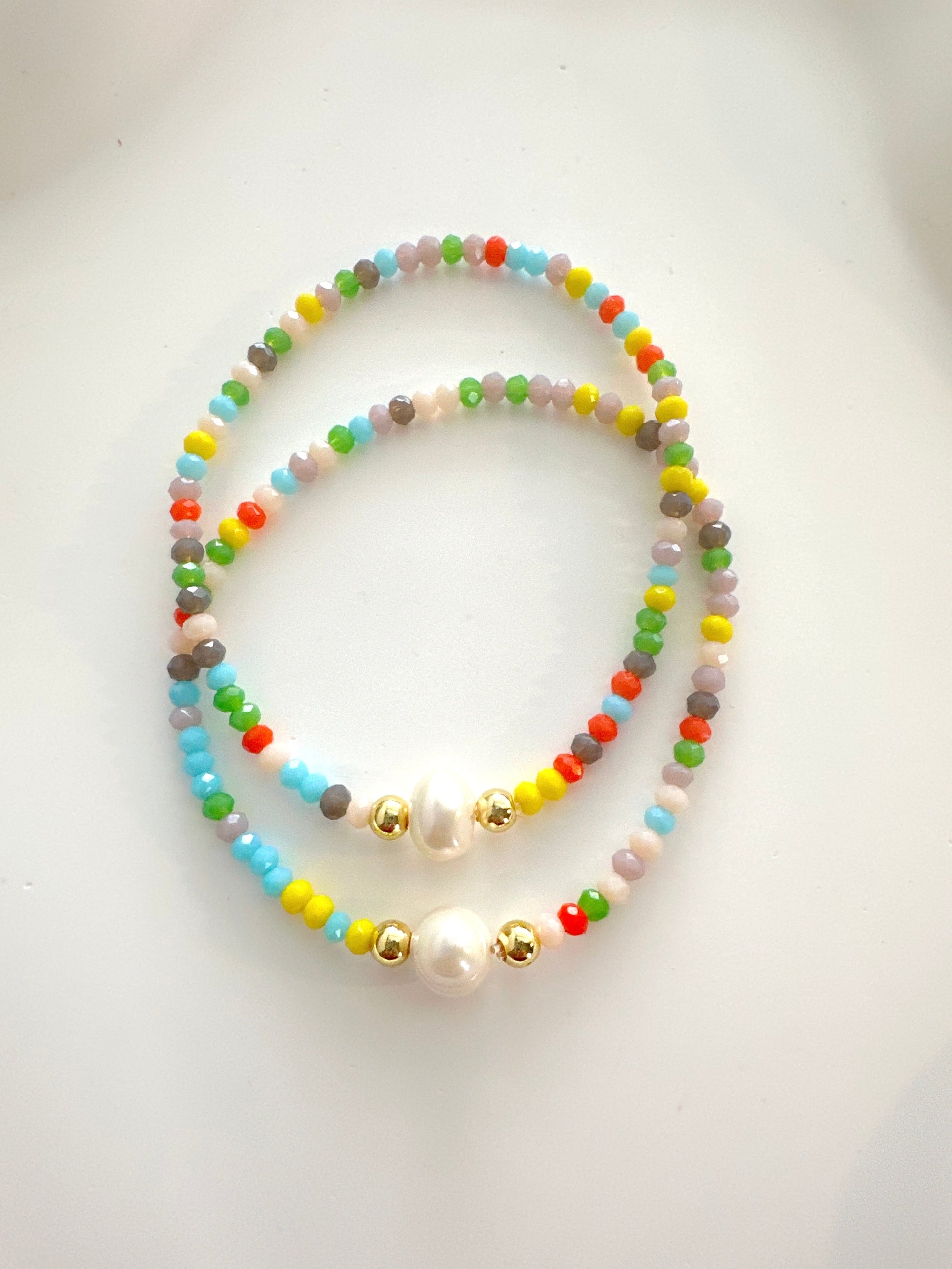 Rainbow mustard seed necklace and bracelet set Adorn U