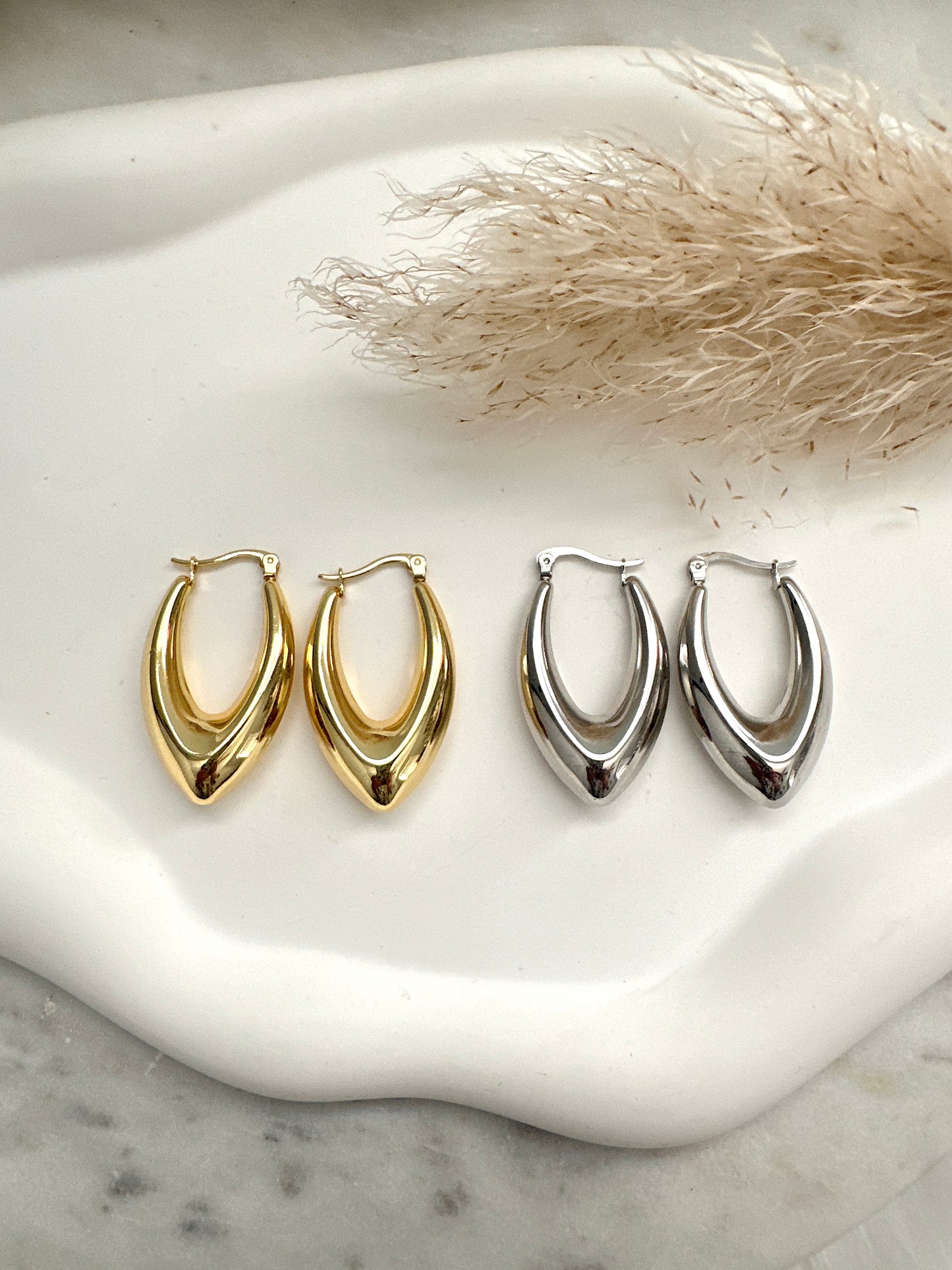 V Drop Hoops Mayte Jewelry