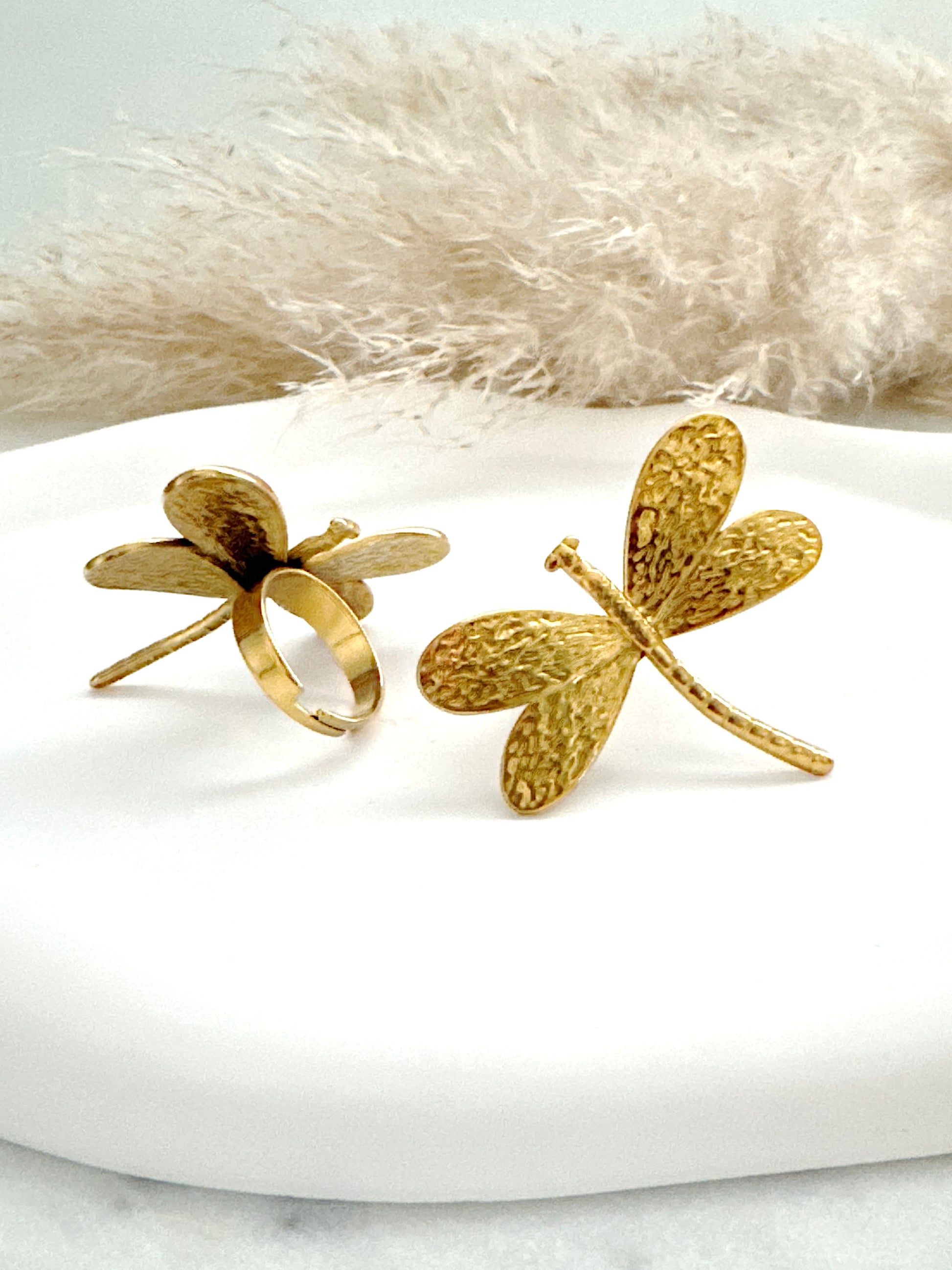 Steel Dragonfly Ring Adorn U