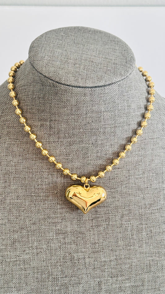 Puffy Heart Beaded Necklace - Adorn U