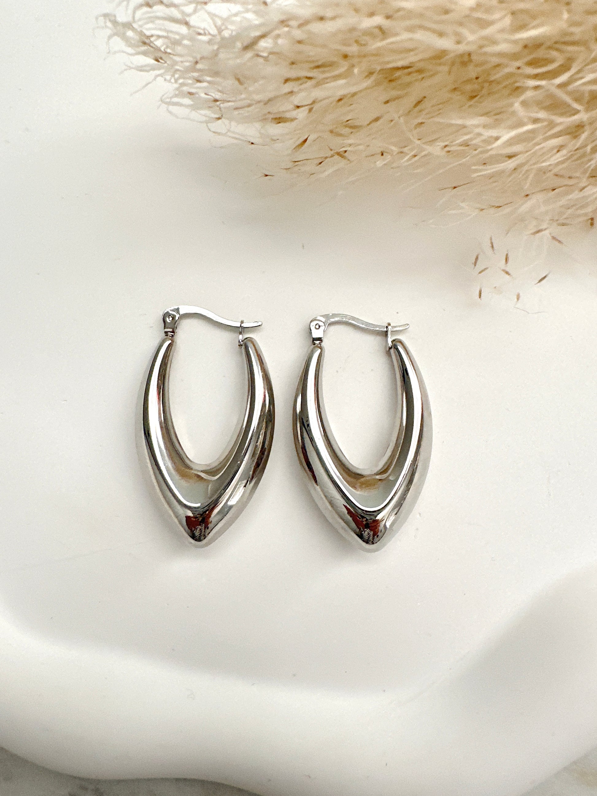 V Drop Hoops Mayte Jewelry