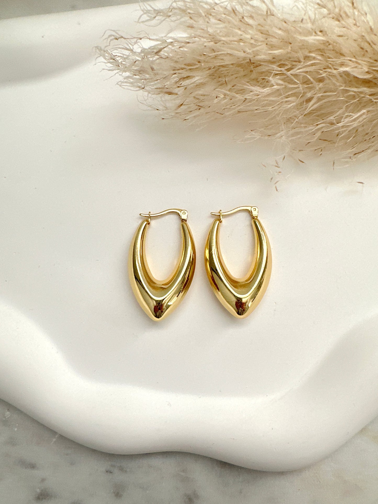 V Drop Hoops Mayte Jewelry