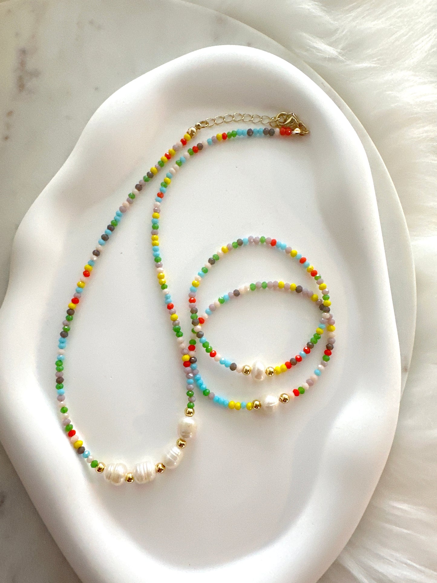 Rainbow mustard seed necklace