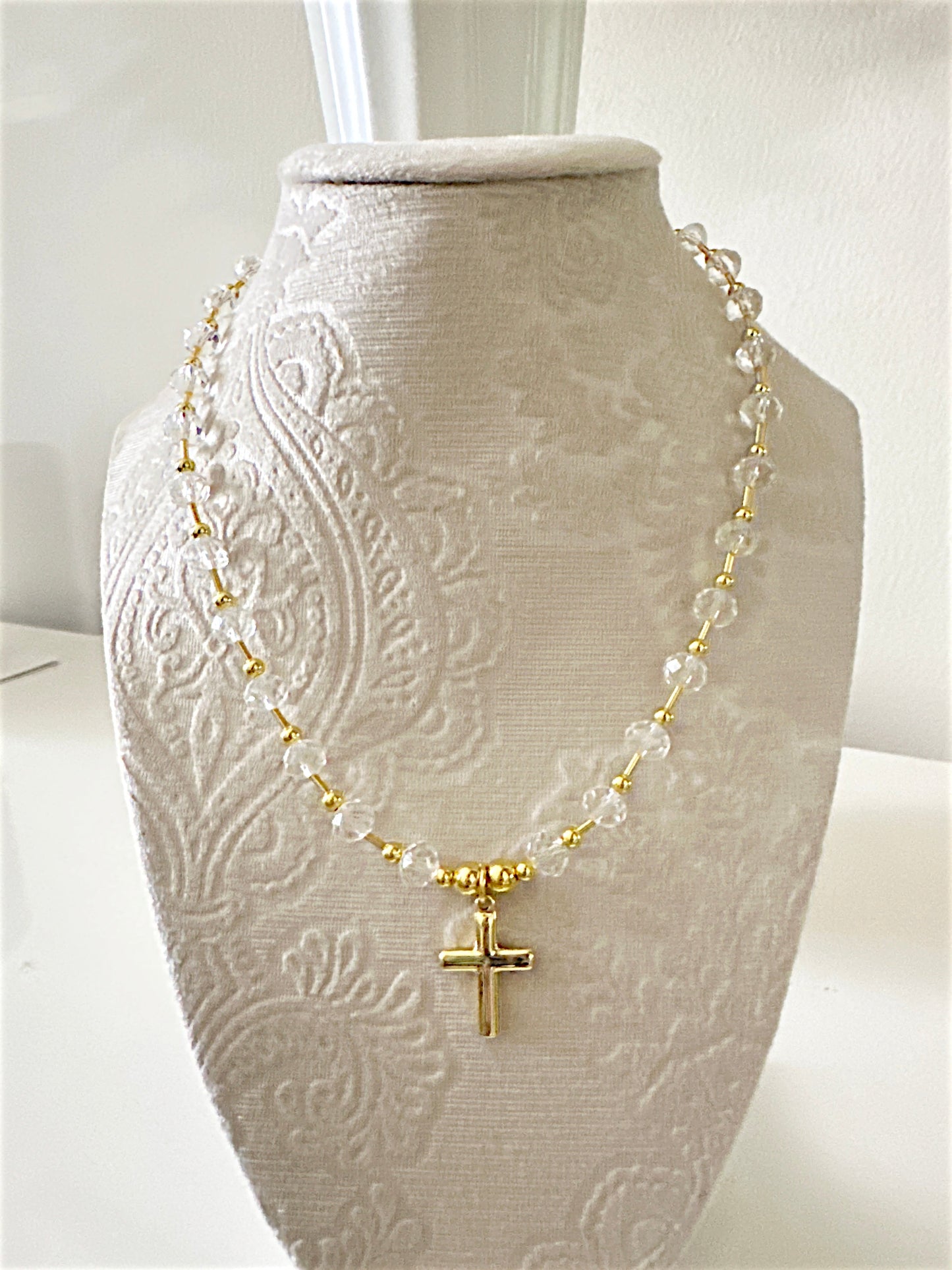 Crystals and Cross Necklace Adorn U