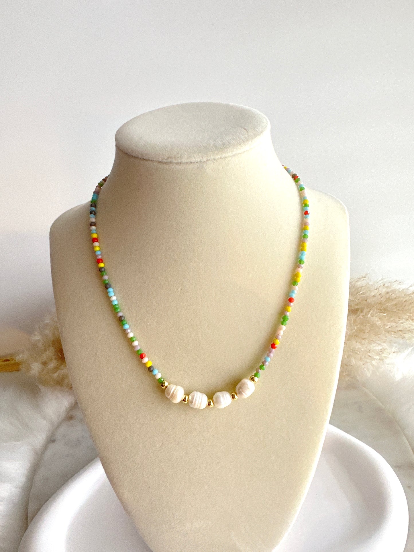 Rainbow mustard seed necklace