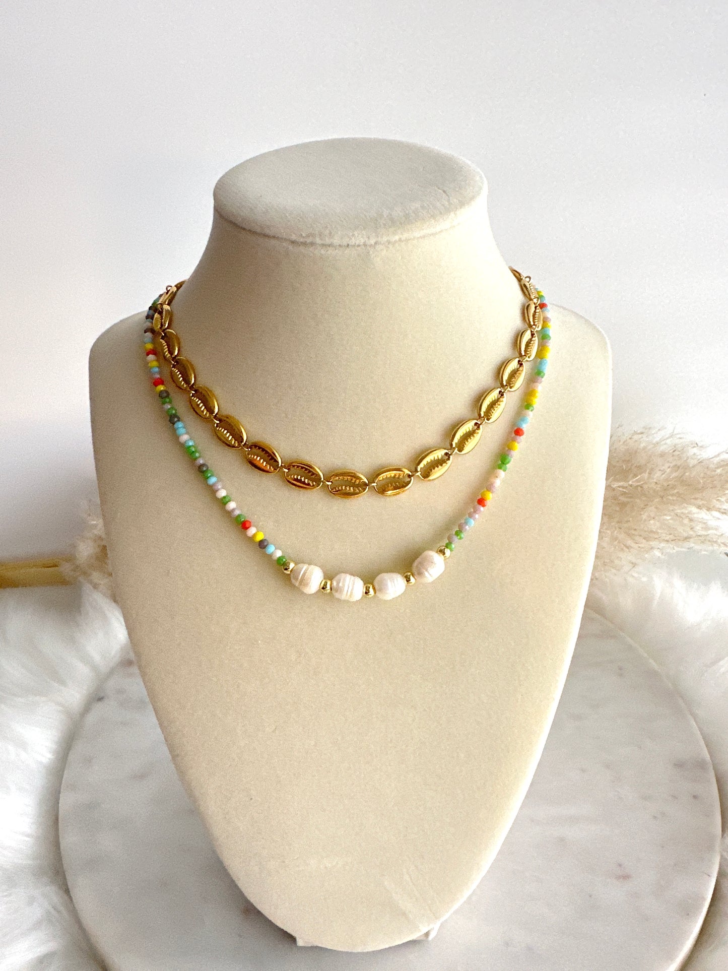 Rainbow mustard seed necklace