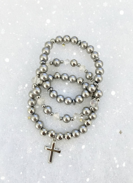 Chrome Contessa Bracelet Stack Adorn U