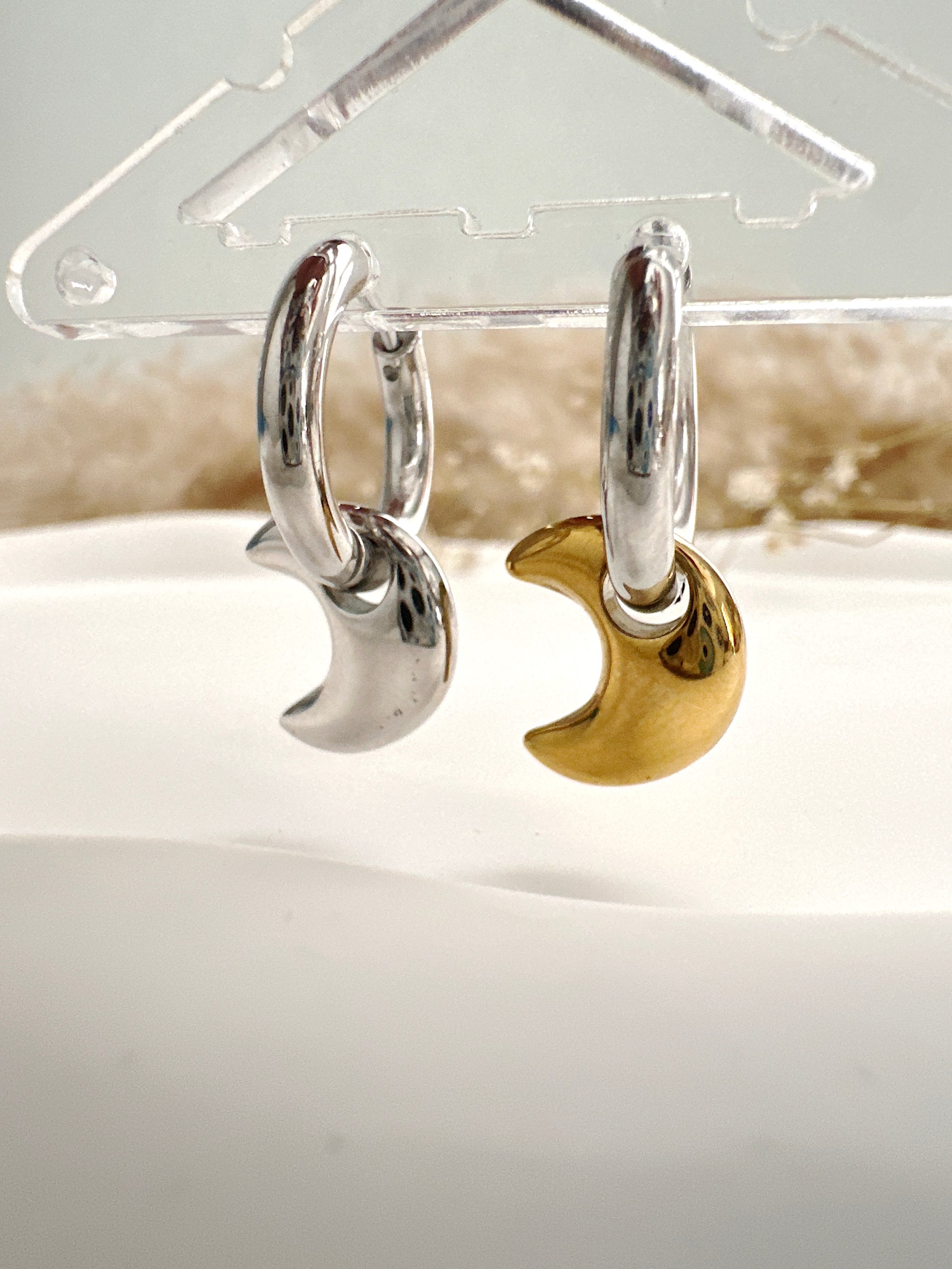 Puffy Moon Huggie Hoops Adorn U