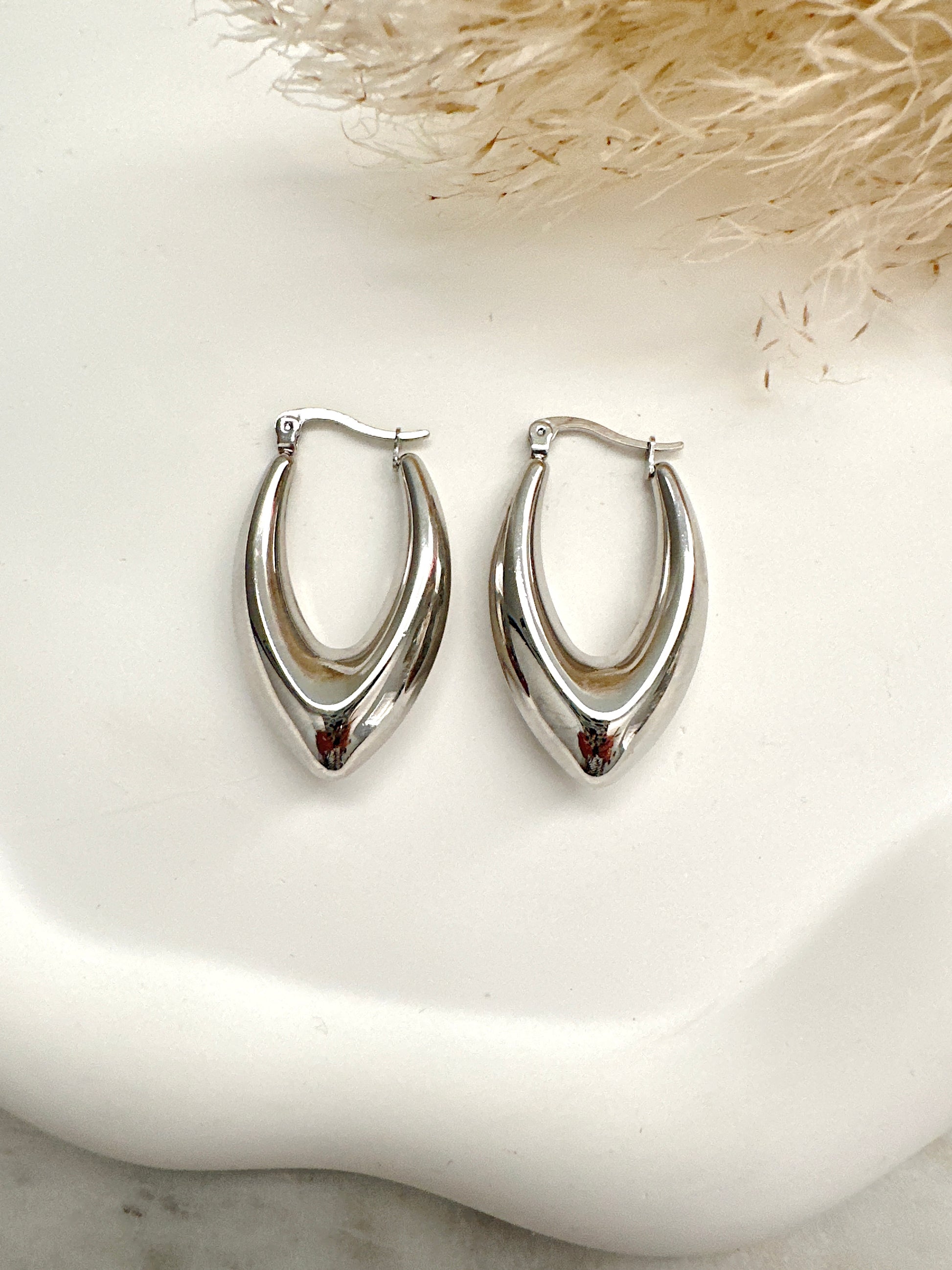 V Drop Hoops Mayte Jewelry