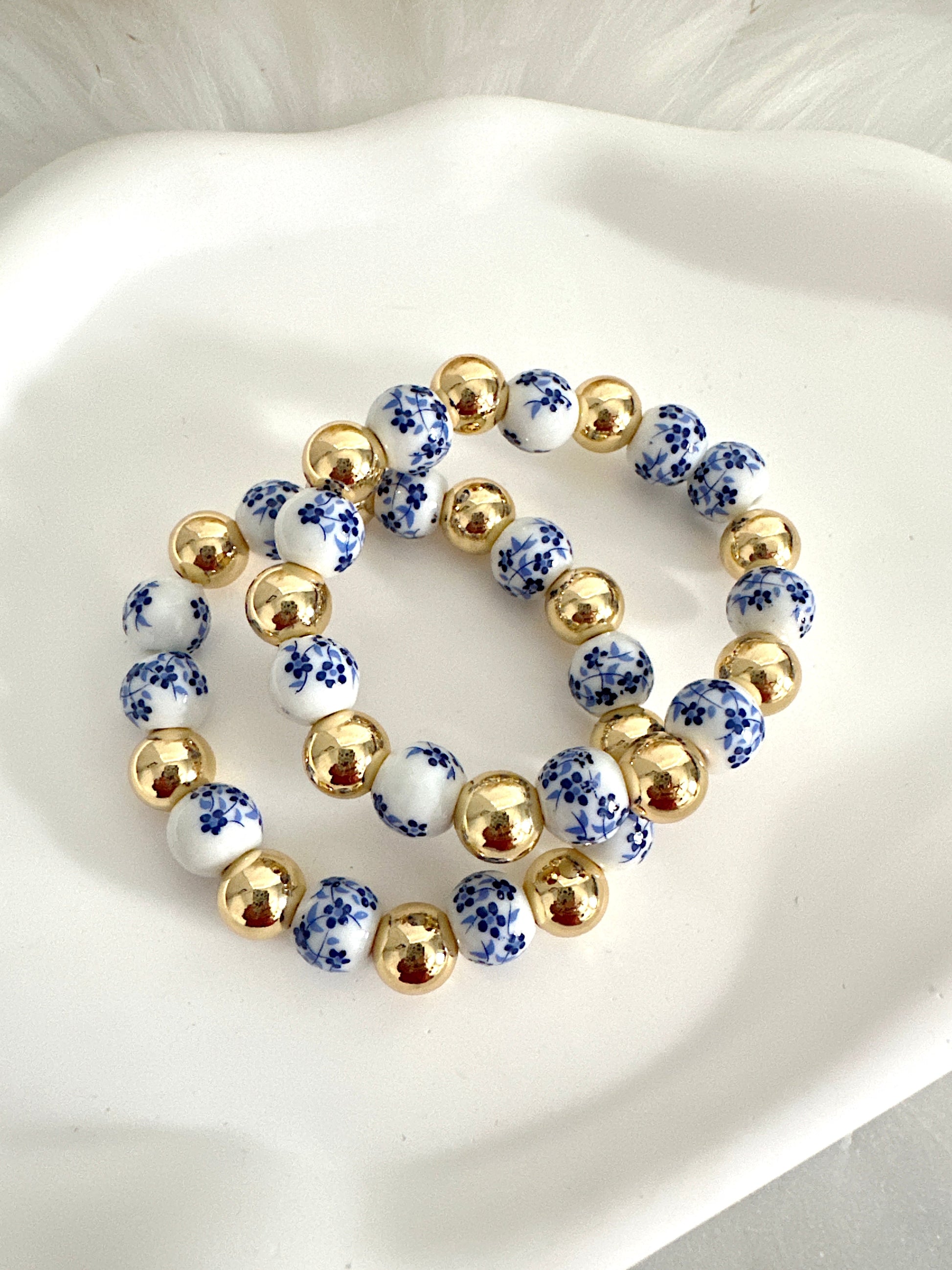 Large White and Blue Porcelain Stack Adorn U