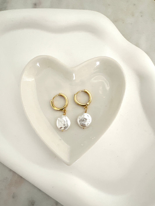 Flat Pearl Earrings Adorn U