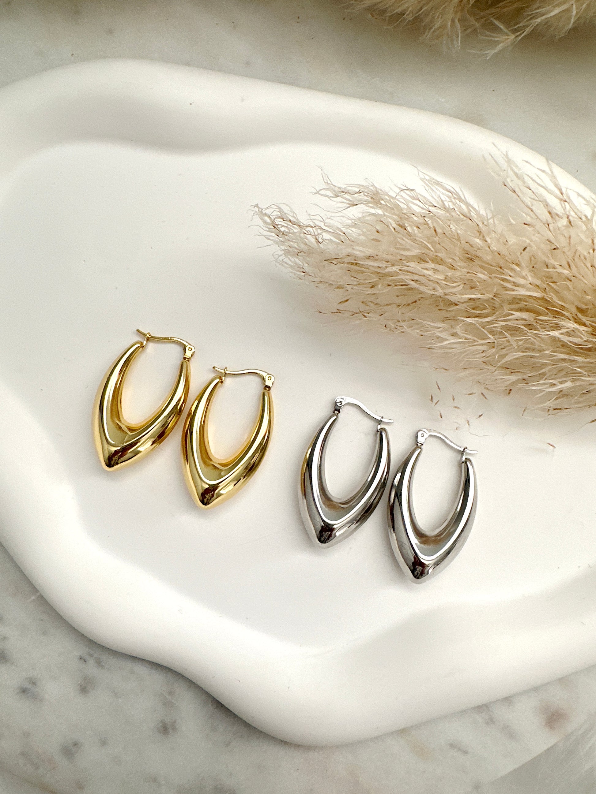 V Drop Hoops Mayte Jewelry