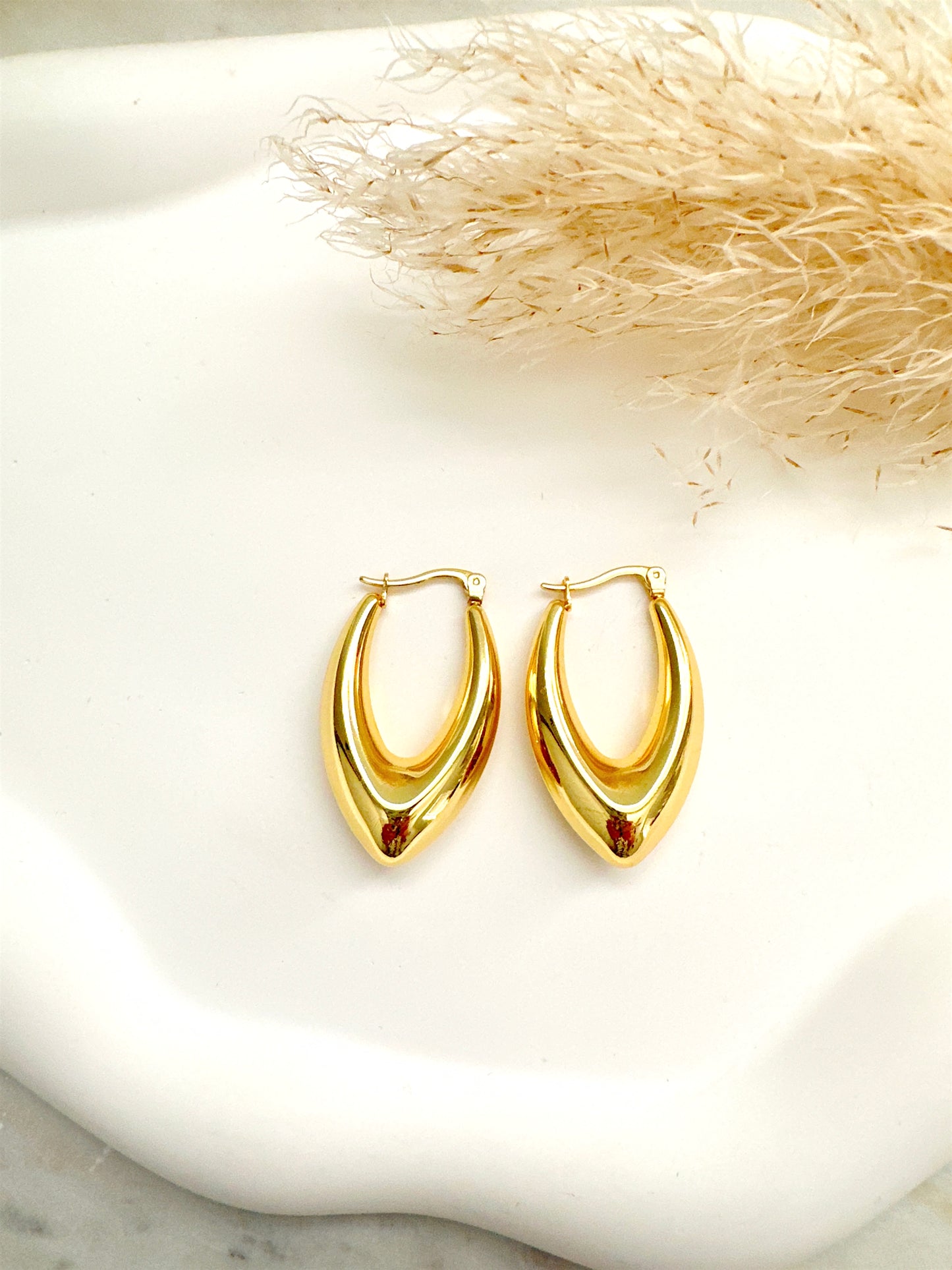 V Drop Hoops Mayte Jewelry