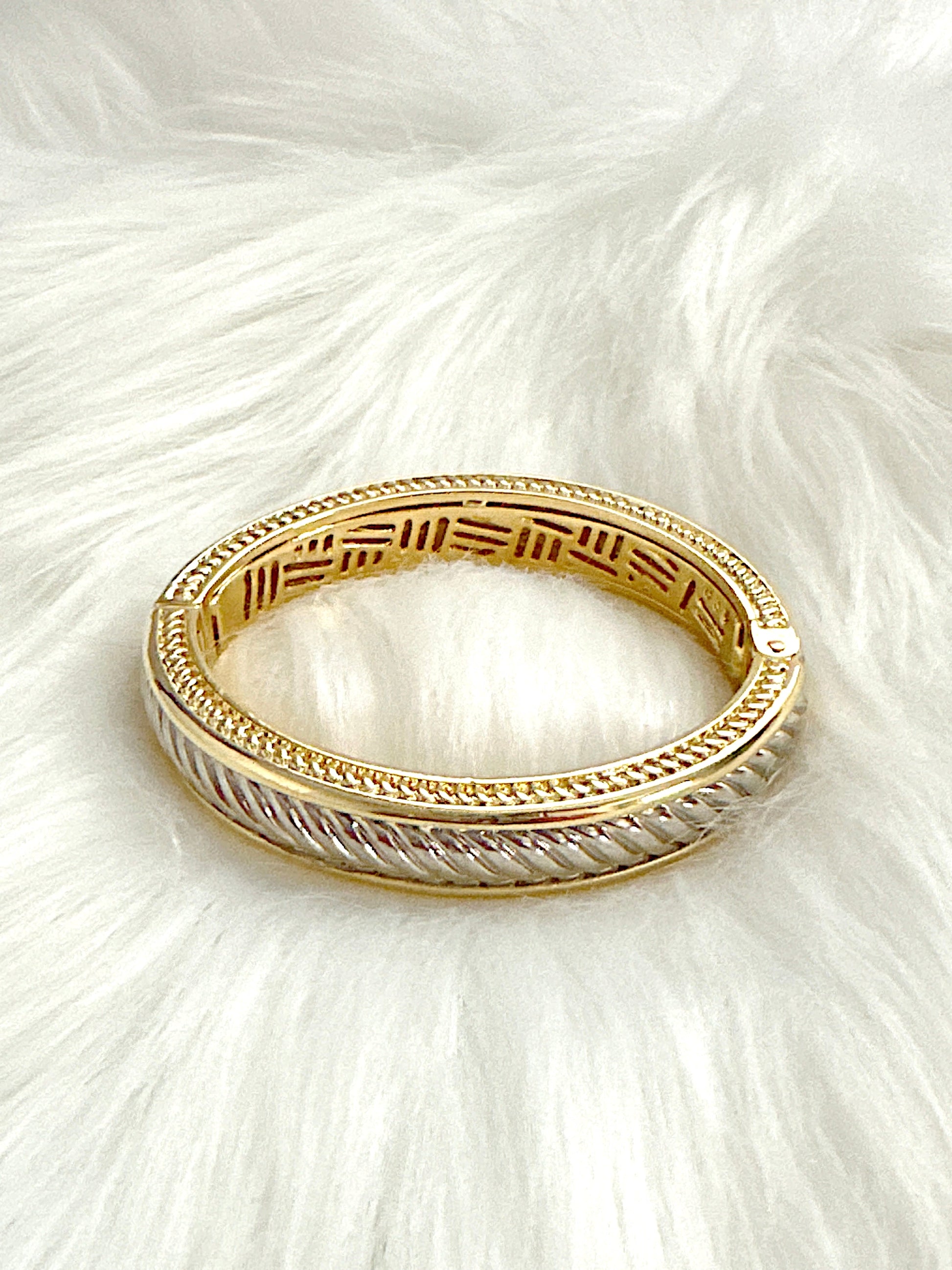 Chunky Classic Two Toned Cable Bangle Adorn U