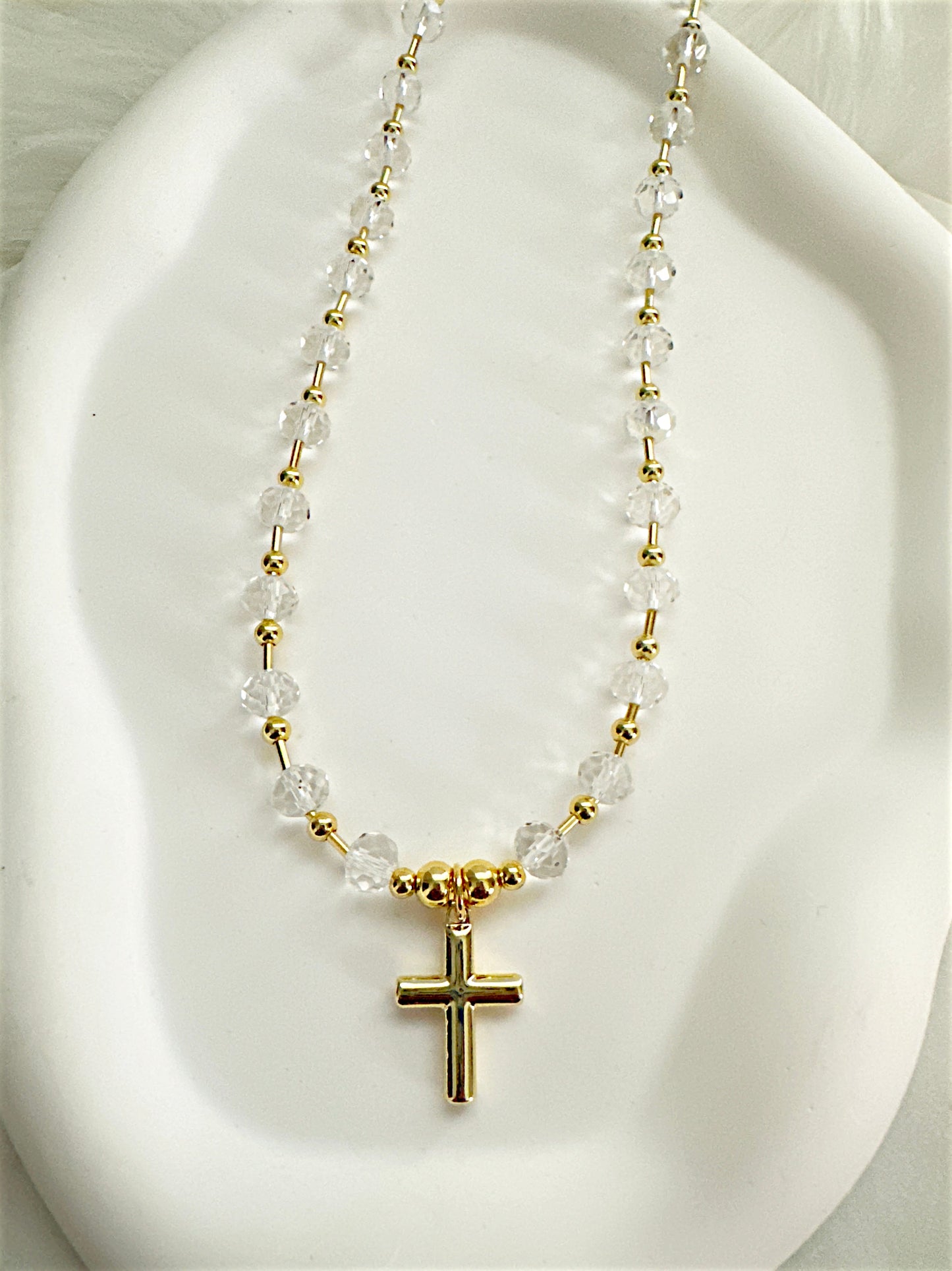 Crystals and Cross Necklace Adorn U
