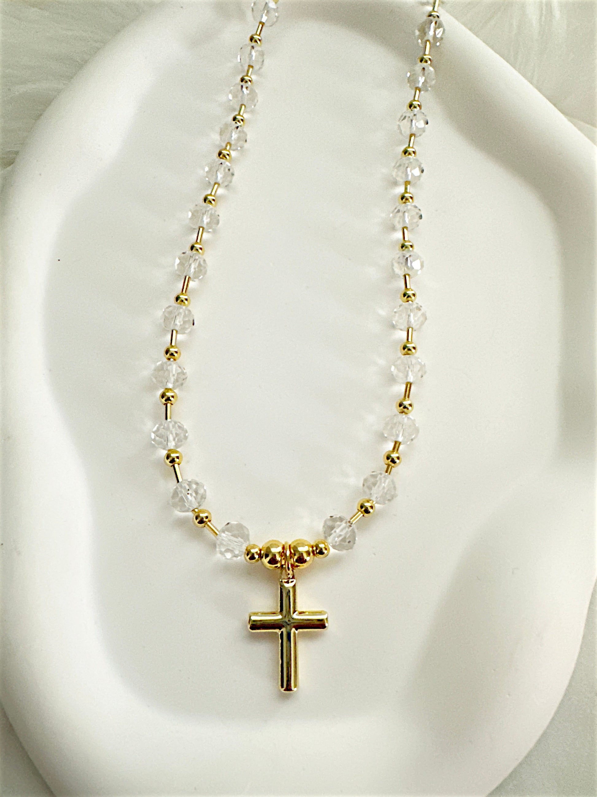 Crystals and Cross Necklace Adorn U
