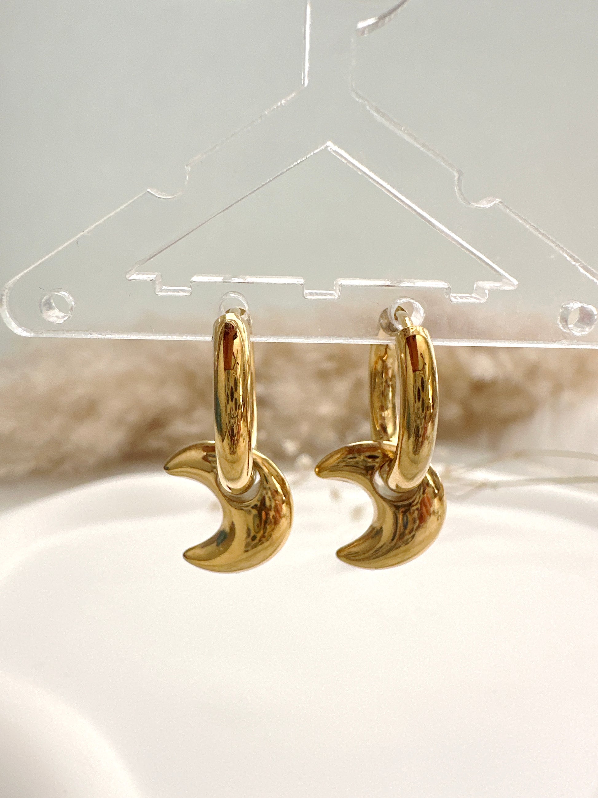 Puffy Moon Huggie Hoops Adorn U