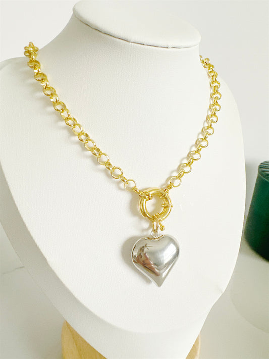 Sweet Heart Two Toned Necklace - Adorn U